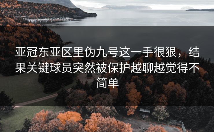 亚冠东亚区里伪九号这一手很狠，结果关键球员突然被保护越聊越觉得不简单